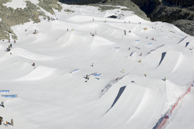 Horstman Glacier is home to summer skiing and riding at Whistler. Credit: Dano Pendygrasse.