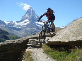 Mountain biking on the Matterhorn, Switzerland