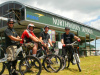Mountain bikers get set to hit the trail at Gore Mountain.