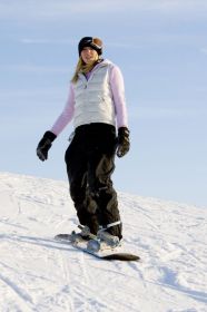 A snowboarder on the Shanty Creek slopes.