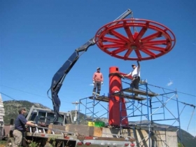 A crew at Red Mountain, B.C. upgrading a lift assembly.