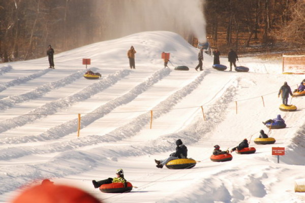 Snow tubing at Campgaw Mountain.