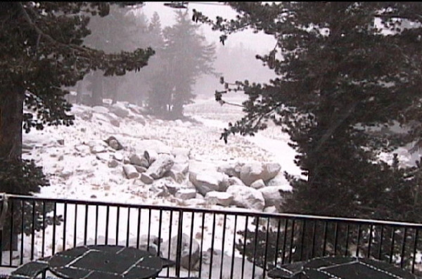 Sierra-at-Tahoe's Smokehouse BBQ,, elevation 8,852 feet, was covered in  blanket of snow at Noon on Friday, Oct. 10, 2008.
