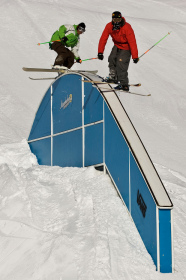A skier in Vans Penken Park, Mayrhofen.