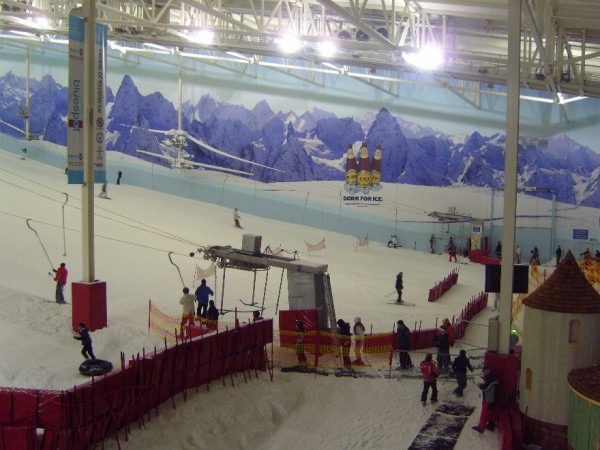 Indoor ski slope Chill Factore in Manchester, UK.