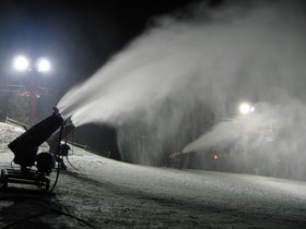 Whistler Blackcomb fired up snowmaking guns in preparation for opening.