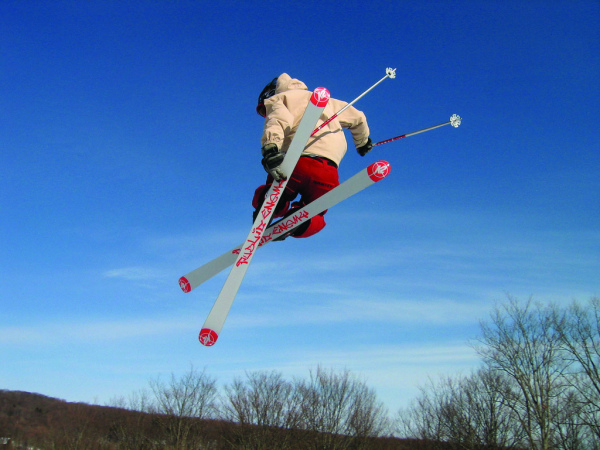A skier gets some air at Ski Brule.