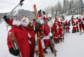 Santa Claus is out in force at Park City, Utah.