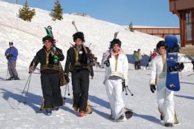 A group of Elvi head for the slopes at Mt. Rose