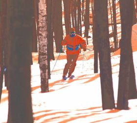 A lone skier enjoys some glade skiing at Granite Peak.
