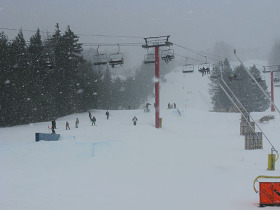 Hunter Mountain picked up heavy snowfall Friday.