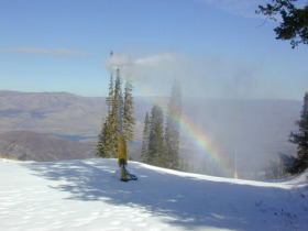 Scenic view of snow making at Snowbasin, Utah.