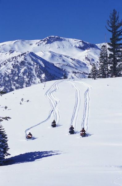 Snowmobiling is one backcountry option you can add to a Panorama vacation.