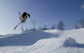 Local Canadian freeskiers show off their tricks at Salomon's Jib Academy Tour. 
