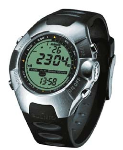 A Suunto wrist computer can keep track of altitude, runs, and speed along with the time and date.