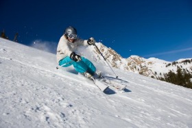 Testing the all-mountain skis at Snowbasin