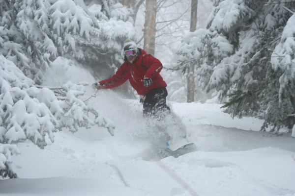Late winter snowstorm dumped powder on Mount Snow's North Face.