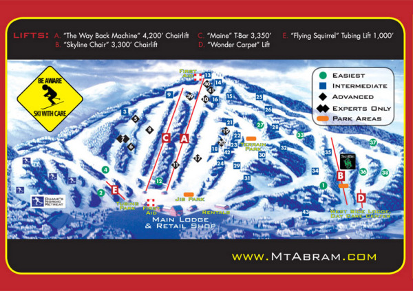 Trailmap of Mt. Abram, Me.