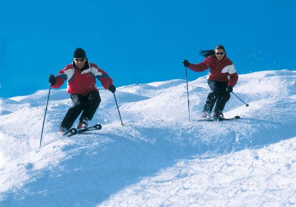 Skiing the bumps at Crystal Mountain.