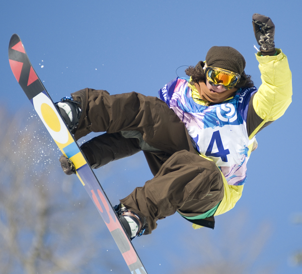 Luke Mitrani placed third in men's Halfpipe. Photo by Roger Leo.