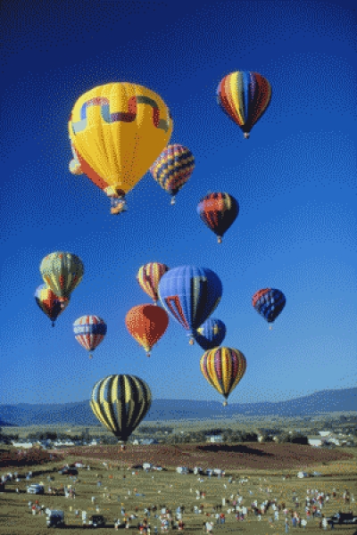 Hot air balloons fill the sky over the Yampa Valley.
