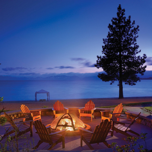 A firepit outside one of the cottages of the Hyatt Regency Lake Tahoe.