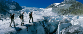 Summer glacier hiking in Valais