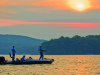 Sunrise fishing in the Poconos' Lake Wallenpaupack.