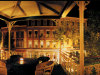 The Inn at Jim Thorpe porch, illuminated for night.