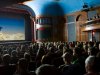 Audience at Aspen Filmfest's Wheeler Theatre watching a ski movie.