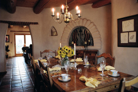 Little Tree's all-adobe hacienda exudes Southwestern ambience.