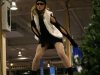 A dancer models winter fashions at the Vancouver Snow Show.