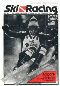 2-20-81 Ski Racing magazine cover with Cary Adgate in his prime.