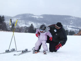 Youngster learning to ski at Wisp. 