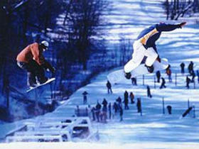 Sundown Mountain, known for its terrain park, is a favorite among lower Midwest riders.