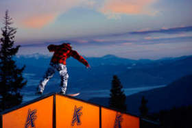 Angel Fire, N.M. terrain park at night.