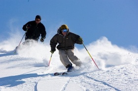 Skiers cruise at Greek Peak.