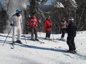 A ski lesson is under way at Pats Peak.