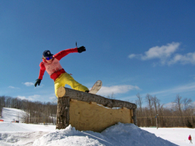 Snowboarders love all the jumps, rails and hits at Christie Mountain.  