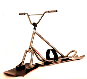 The SnowScoot, a cross between a BMX bike and a snowboard, will be on display at the Albany Expo for the first time.