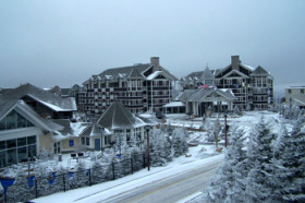 Most lodging at Snowshoe sits at the top of the mountain. 