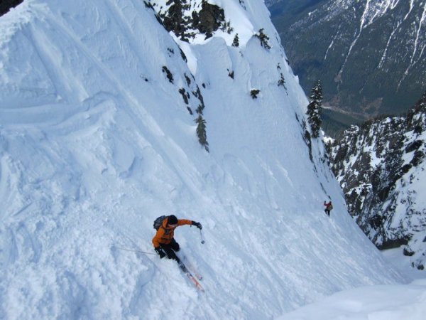 A shot of the Slot couloir, in the backcountry near Alpental. 