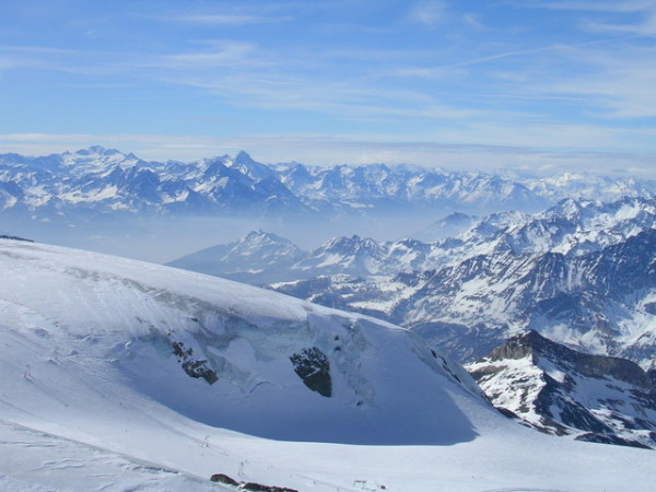 View of Italy from the back side of the Klein Matterhorn