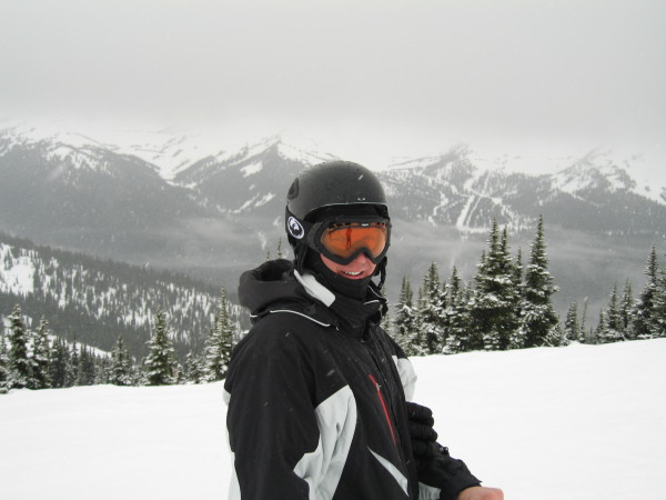 near the top. snow, rain, ice on the way up, wet cement for snow on the way down