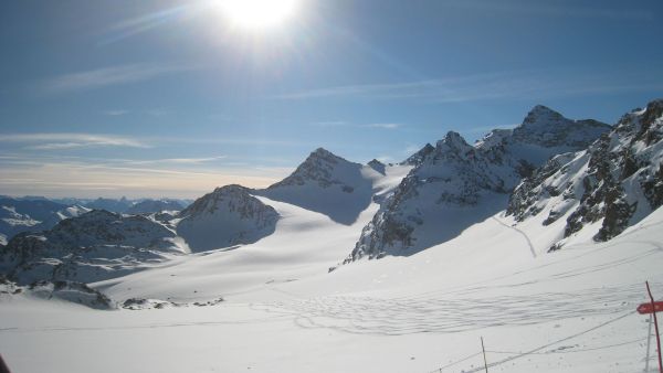 Looking south from the top of the Col Chair....note off piste tracks on right.