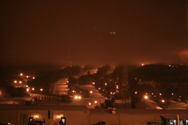 Blue Mountain at Night during a snowstorm