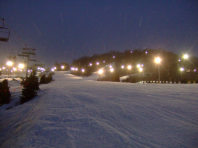Bear Creek - Kodiak, at night, snow