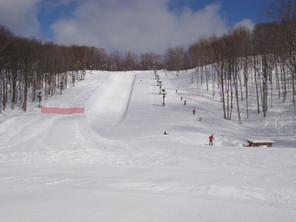 A superpipe with its own tow rope, next to the superpipe off-piste / natural snow skiing in the trees.