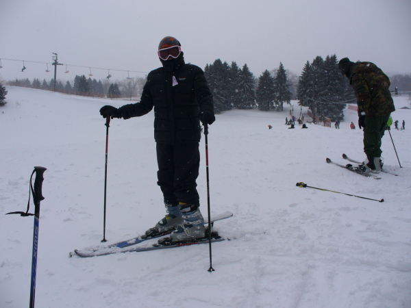 Veda Tiongson practicing at the bunny slope of Villa Olivia ski resort. 