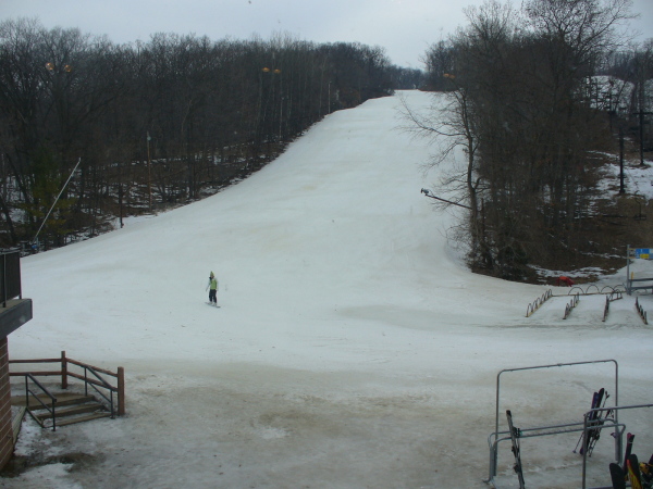 This is the Cyclops slope of the Devil's Head ski resort, Its got that nice steep hill at the end where you can really speed down for about 70 miles an hour.
